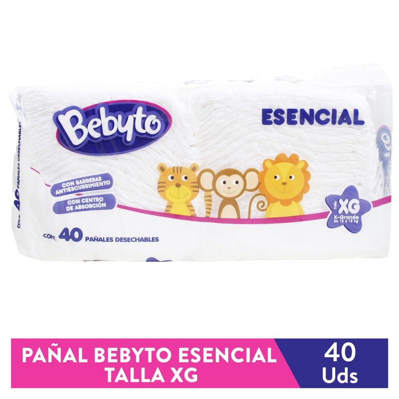 Pañales Desechables Bebyto Esencial Talla XG - 40 Uds