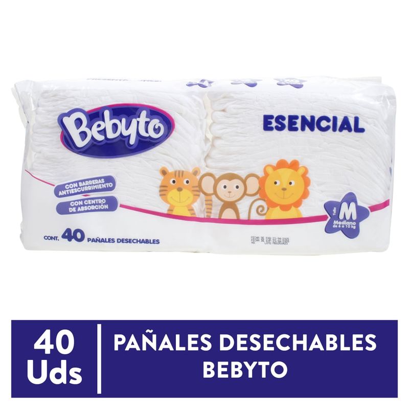 Pañales Desechables Bebyto Esencial Talla M - 40 Uds