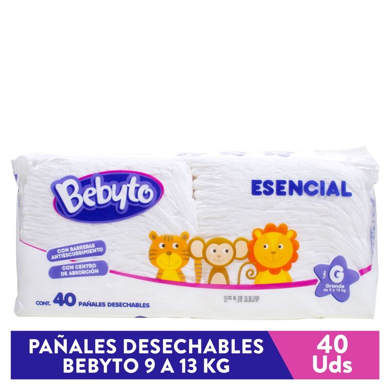 Pañales Desechables Bebyto Esencial Talla G - 40 Uds