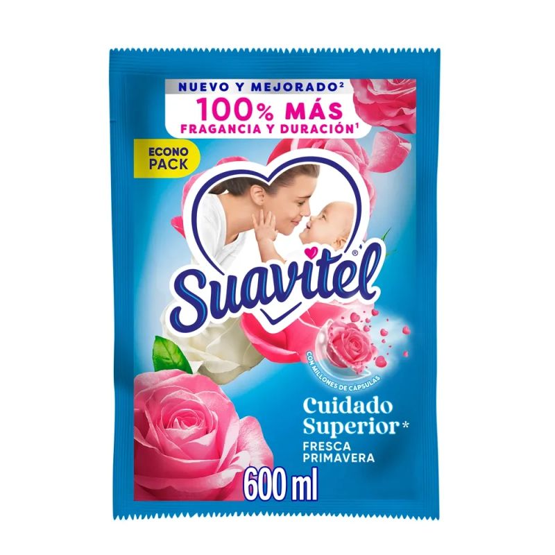 Suavizante de Telas Suavitel Cuidado Superior Fresca Primavera Sachet -600ml