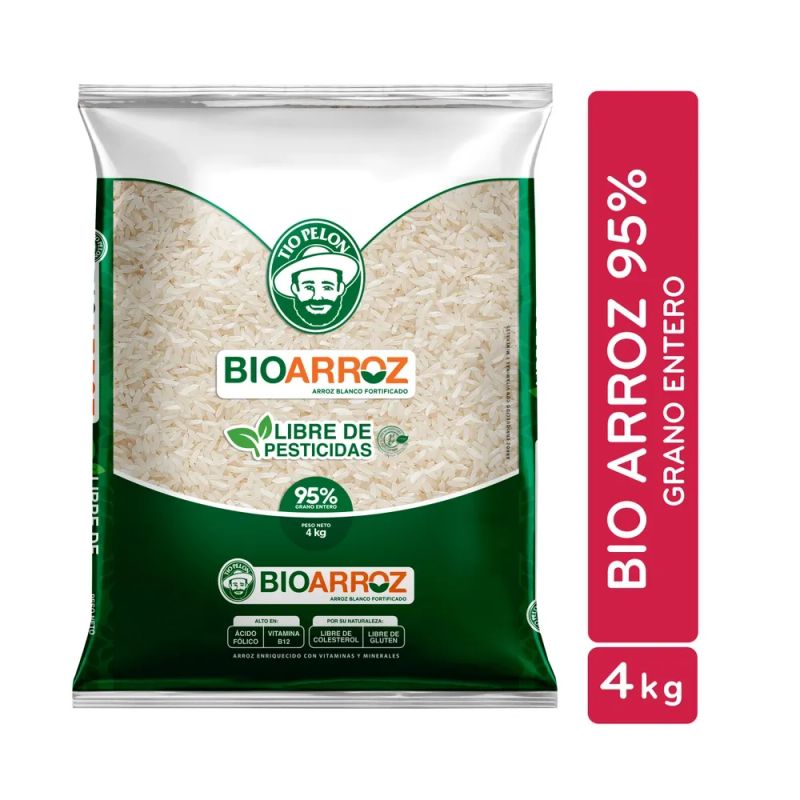 Arroz bio fortificado Tío Pelón 95% grano entero - 4000 g