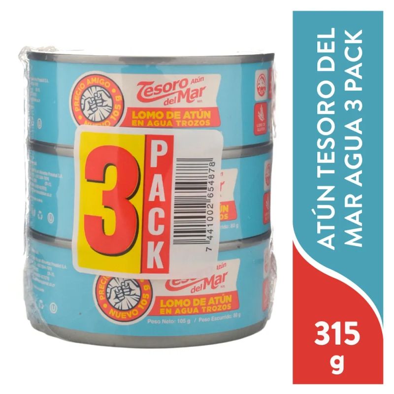 Atún Tesoro del Mar trozos en agua - 315g
