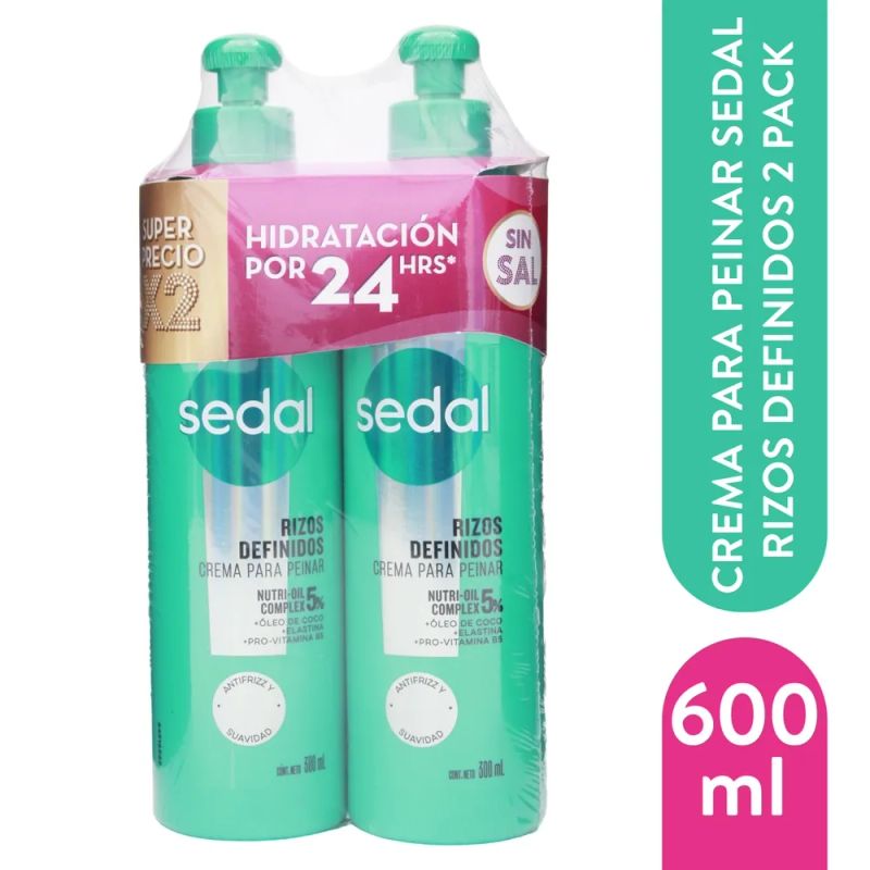 Crema Para Peinar Sedal Rizos Definidos 2 Pack  - 600 ml