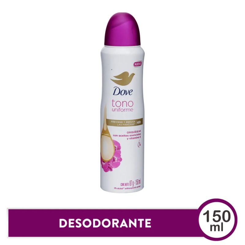 Desodorante Dove Tono Uniforme en Spray Orquídeas y Vitamina E - 150 ml
