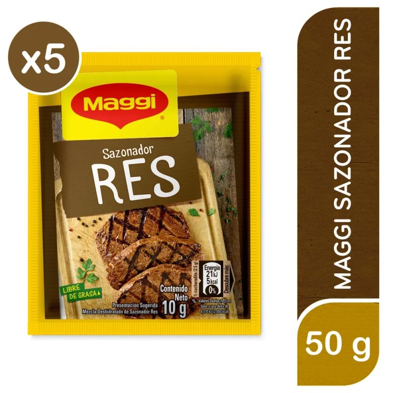 Sazonador Maggi Res (5 Sobres) - 50 g