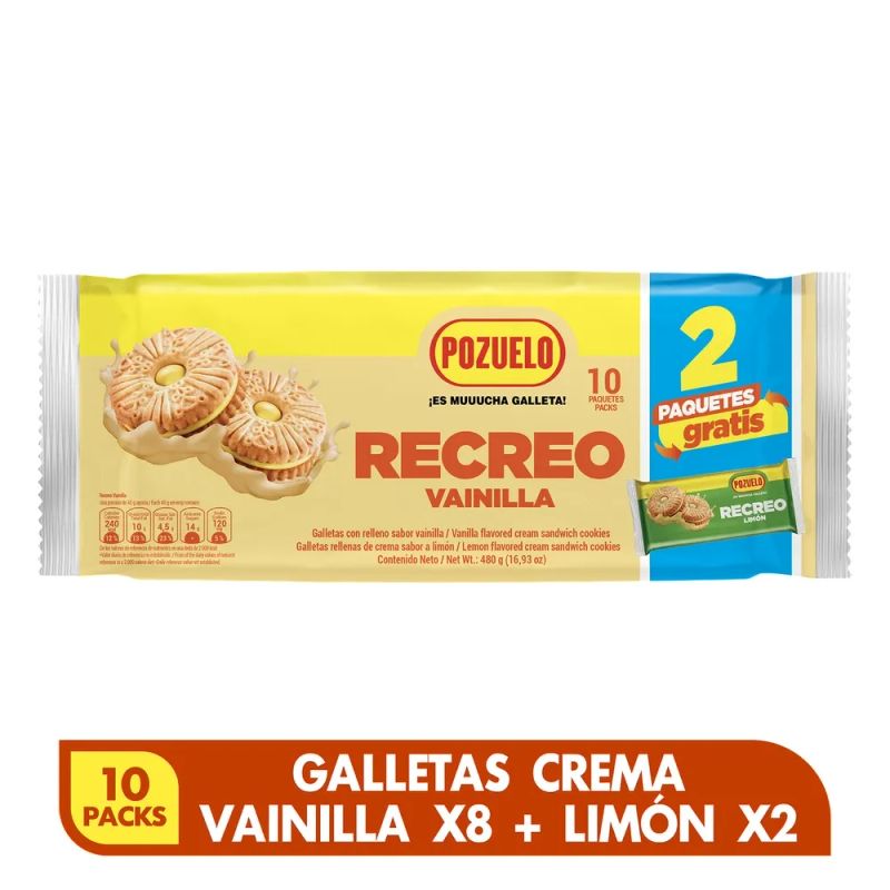Galleta Pozuelo Recreo Vainilla + Limón - 480g
