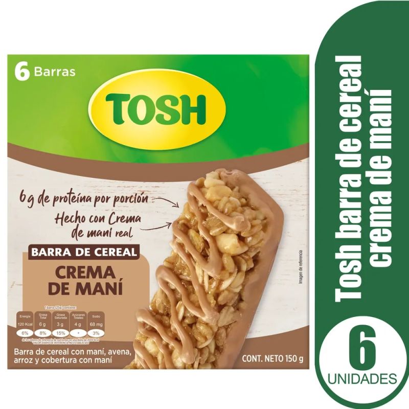 Barra Tosh Crema Maní Chewy 6 uds - 150 g