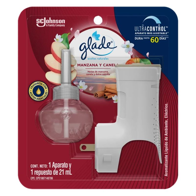 Aromatizante Glade Aceites Naturales Aparato Manzana Canela - 21 ml