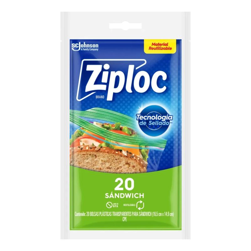 Bolsa Reutilizable Ziploc Para Sándwich - 20 Unidades