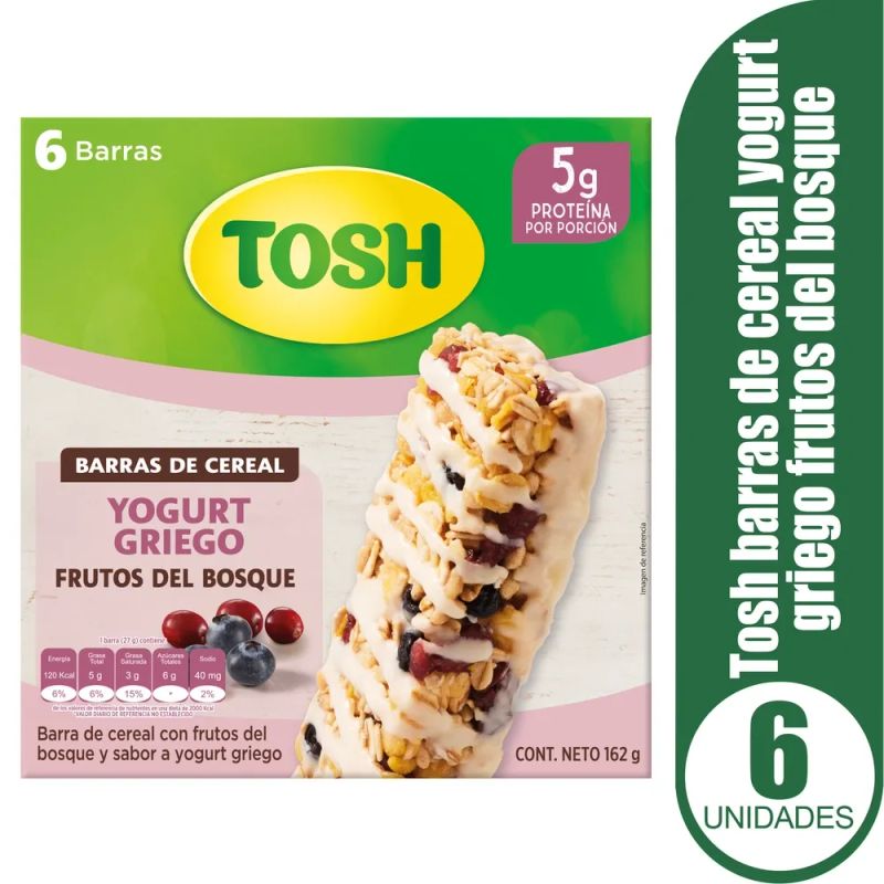 Barra de cereal Tosh Yogurt Griego 6 barras - 162 g