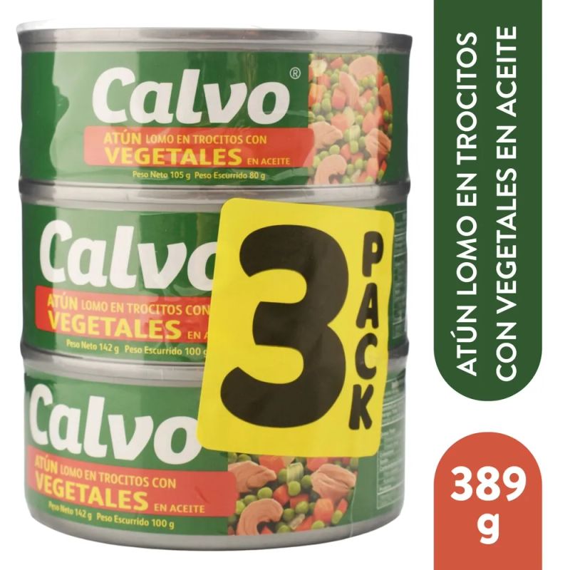 Atún Calvo 2 con vegetales y 1 en aceite 3 pack - 384 g