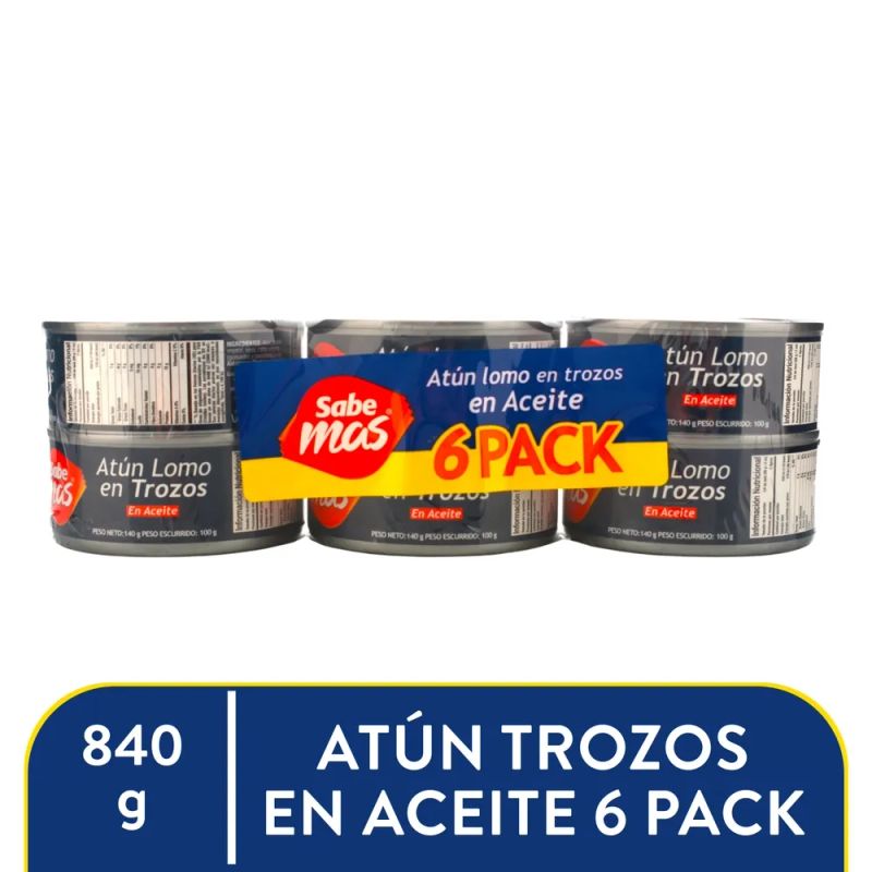 Atún Sabemas Trozos En Aceite 6 PACK - 840 g