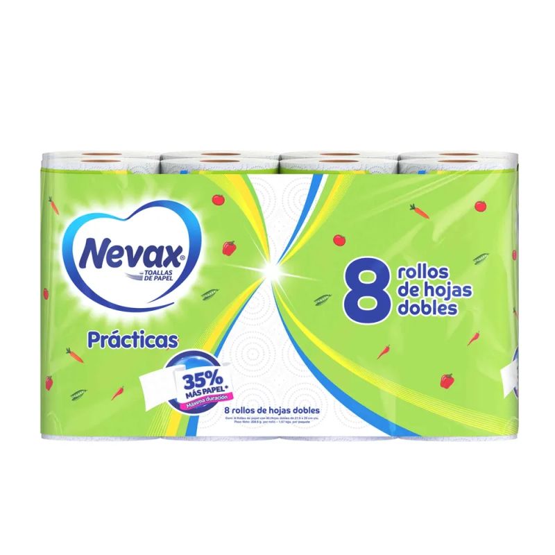 Toalla Cocina Nevax Prácticas doble hoja - 8 rollos