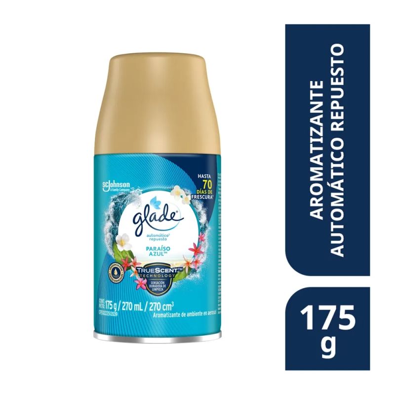 Aromatizante Glade Automático Paraiso Azul 1 Repuesto -175 g