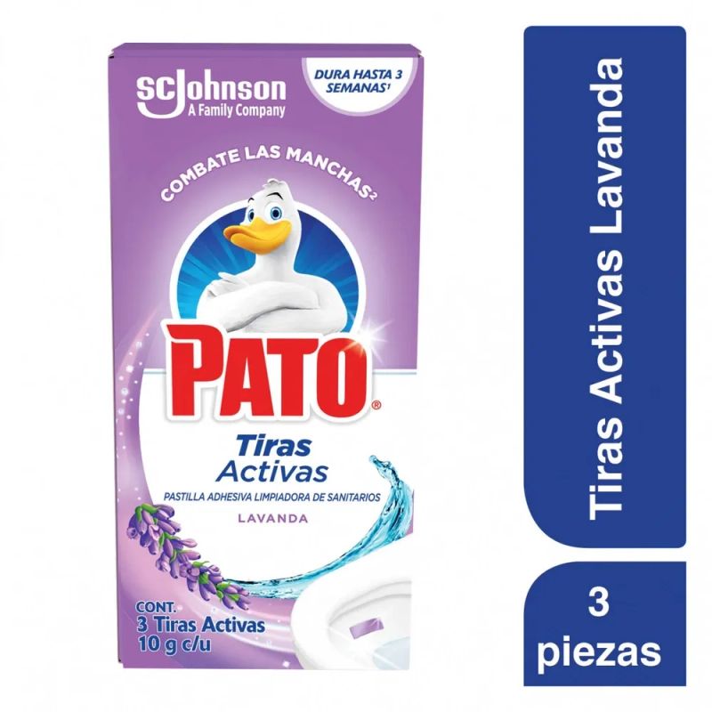 Limpiador Baño Pato Tiras Activas Pastillas Para Sanitario Lavanda - 3 Uds