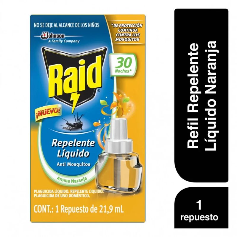 Repelente Líquido Raid Repuesto Con Aroma Naranja 30 Noches