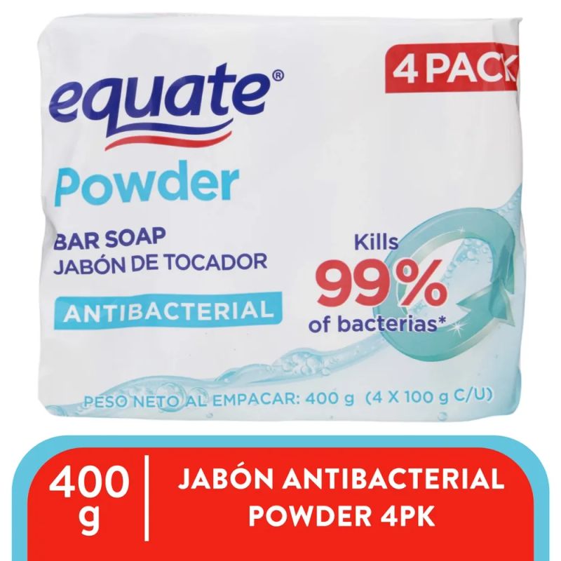 Jabón de tocador Equate antibacterial limpieza total 4 pack - 440 g