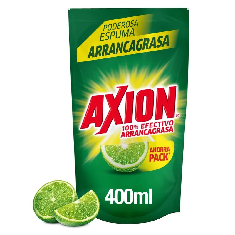 Lavaplatos Líquido Axion Limón, Arrancagrasa Doy Pack - 400 ml
