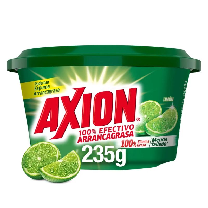 Lavaplatos Axion Limón En Pasta, Arrancagrasa - 235g