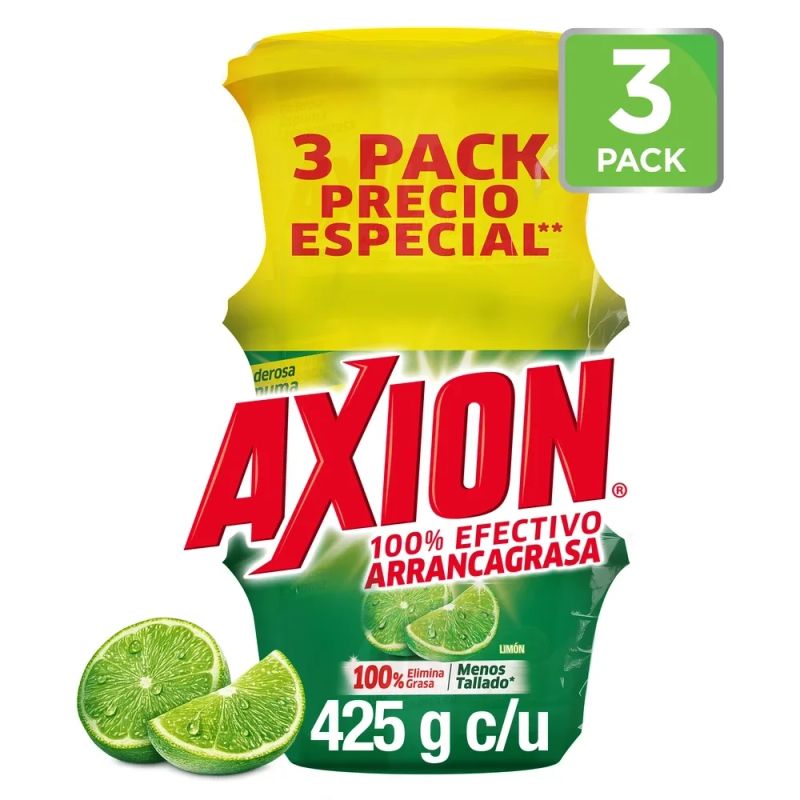 Lavaplatos Axion Limón Pasta 3pack  425 g  c/u - 1275 g