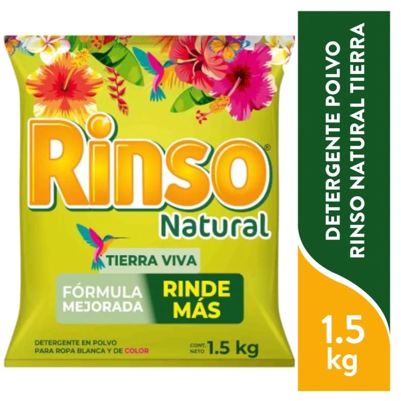 Detergente Rinso en polvo natural tierra viva - 1,5 kg
