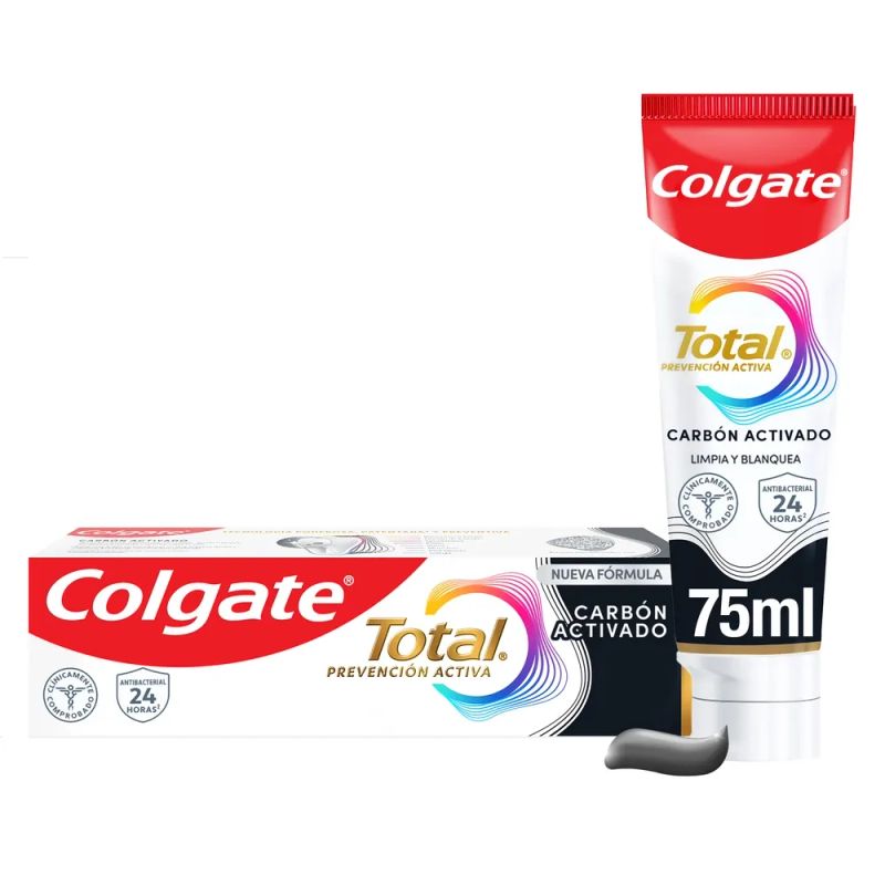 Pasta Dental Colgate Blanqueadora Total 12 Carbón Activado - 75 ml