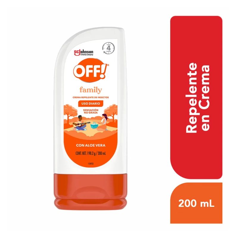 Repelente OFF! En Crema Family De Insectos, Con Aloe Vera - 200 ml