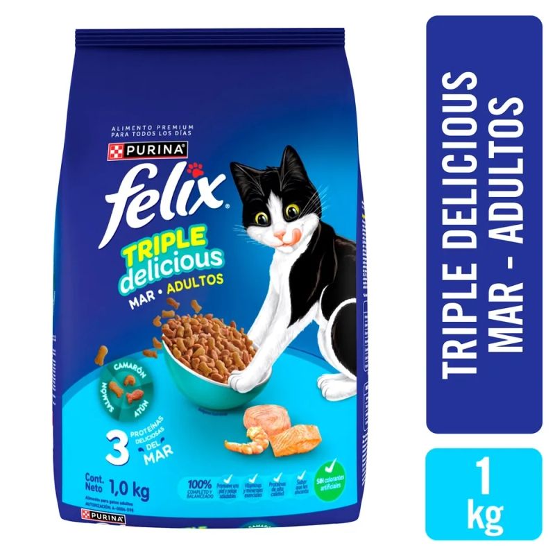 Alimento para gato Felix Gato Triple Mar  adulto  - 1 kg