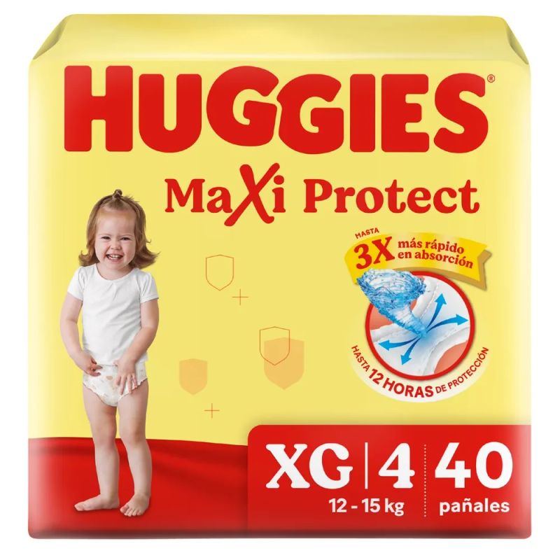 Pañales Huggies Maxi Protect Etapa 4/XG - 40 Unidades
