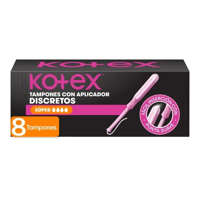 Tampones Kotex Super con Aplicador - 8 Unidades