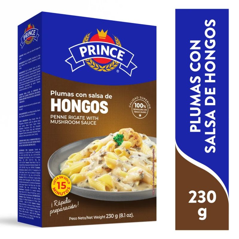 Pasta Prince plumas con salsa de hongos - 230 g