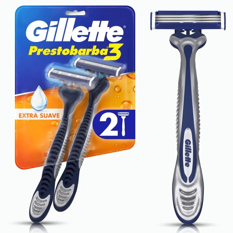 Máquina Afeitar Gillette Prestobarba3 3 Hojas Afeitada Al Ras - 2 Uds