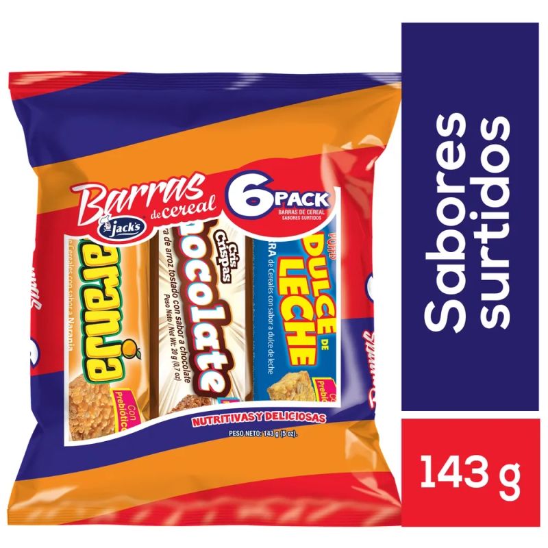 Barras de cereal Jack's sabor surtido 6 pack - 143 g