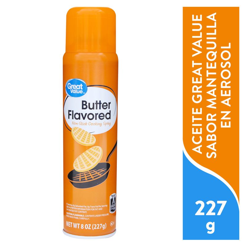 Aceite Great Value Sabor Mantequilla en Aerosol - 227 g