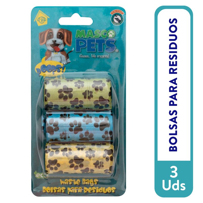 Bolsa Mascopets Desecho Mascotas 3 unidades