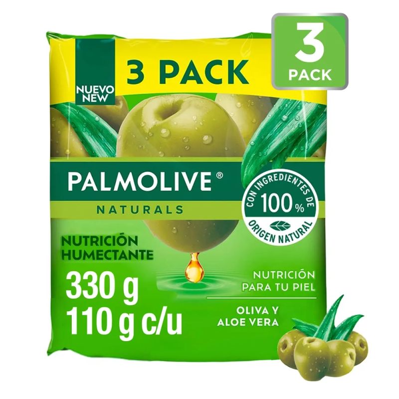 Jabón de Tocador Palmolive Naturals Nutrición Humectante Oliva y Aloe 3 Pack - 100 g