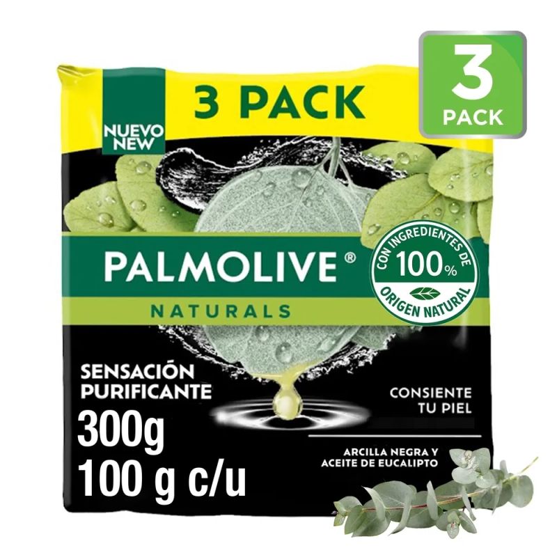 Jabón Palmolive Naturals Arcilla Y Eucalipto 3 Pack - 300 g