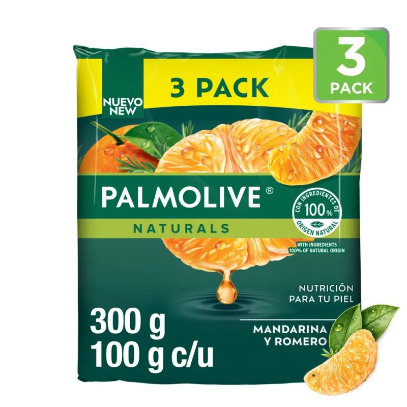 Jabón Palmolive Naturals Mandarina y Romero - 3 pack -300g
