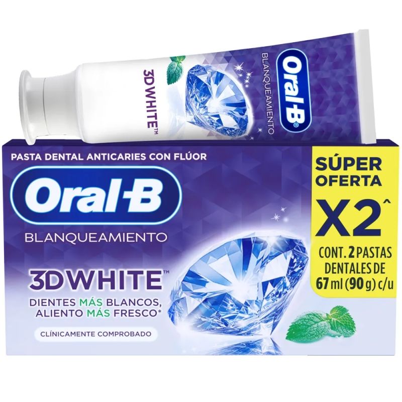Pasta Dental Oral-B 3D White Blanqueadora - 2 Uds 67 ml c/u