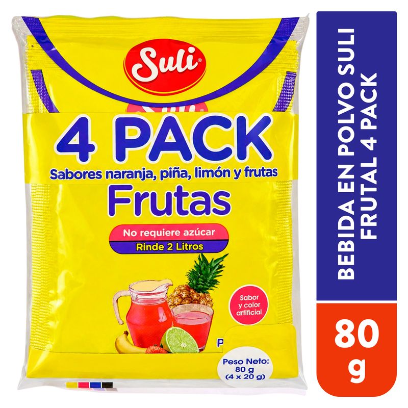 Suli Bebida En Polvo Frutal 4 Pack 80 Gr