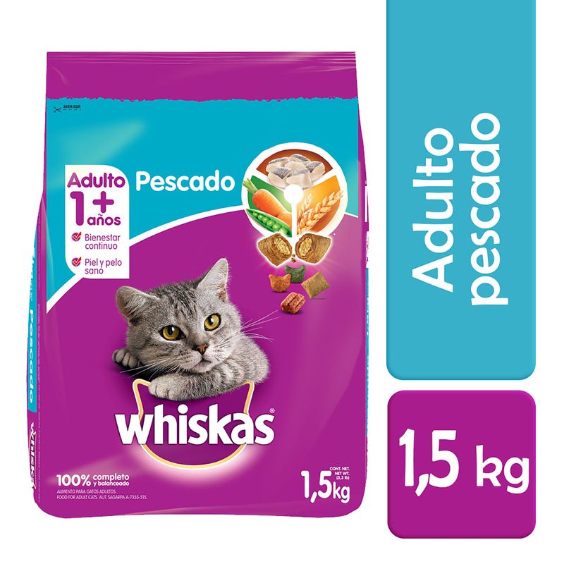 Alimento Whiskas para Gato Pescado Seco - 1500 g