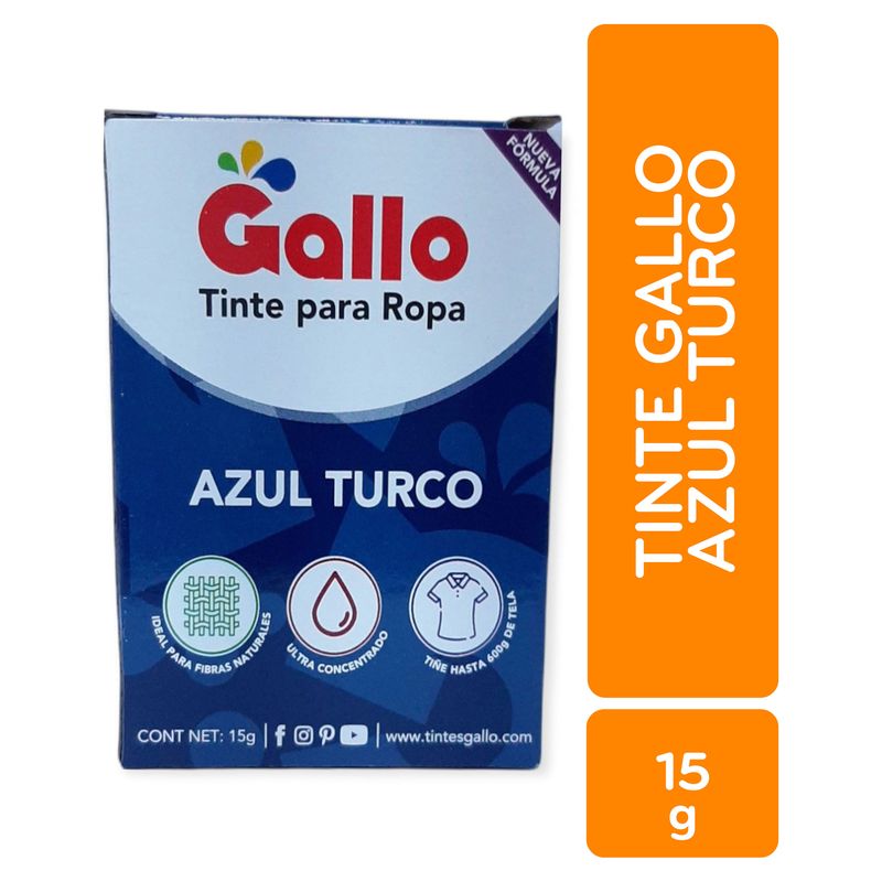 Tinte En Polvo Gallo Para Ropa Color Azul Turco -15 g