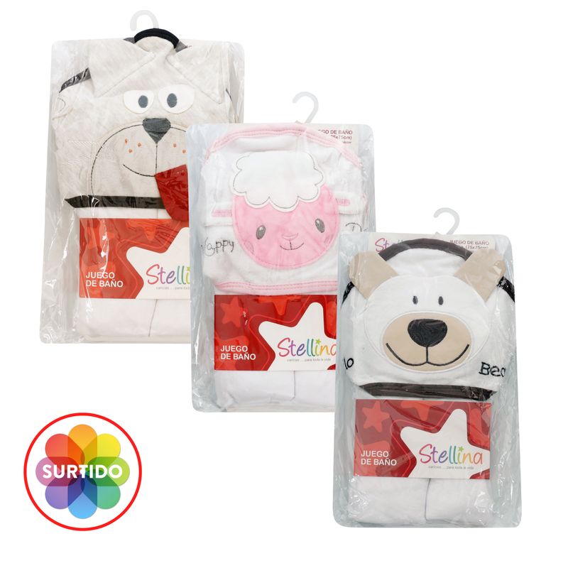 Juego De Baño Para Bebé Stellina Color blanco Con azul Y Blanco Con Café, Talla Única