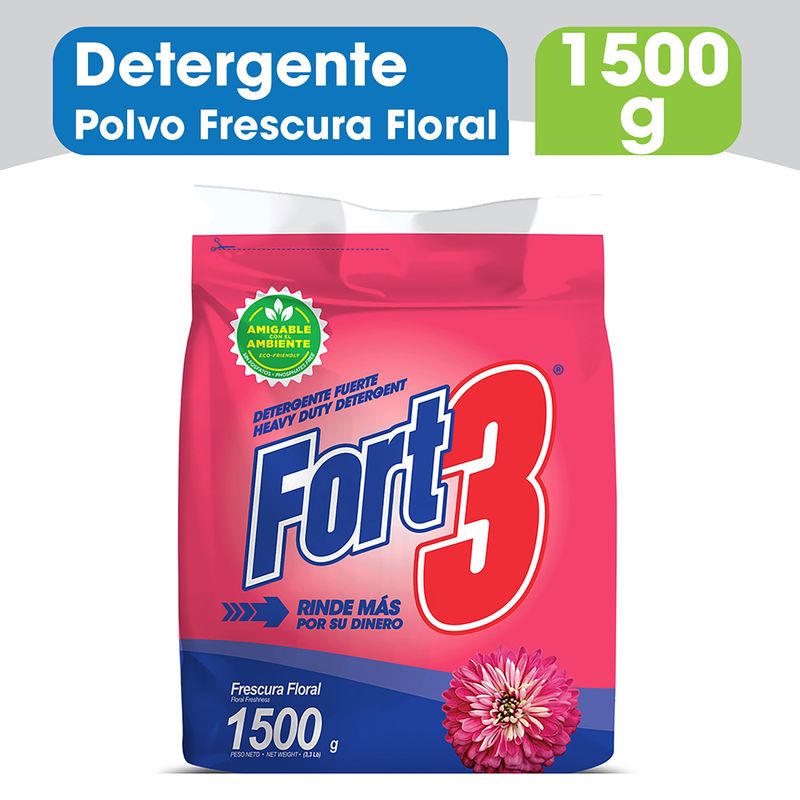 Detergente En Polvo Fort3 Frescura Floral - 1500g