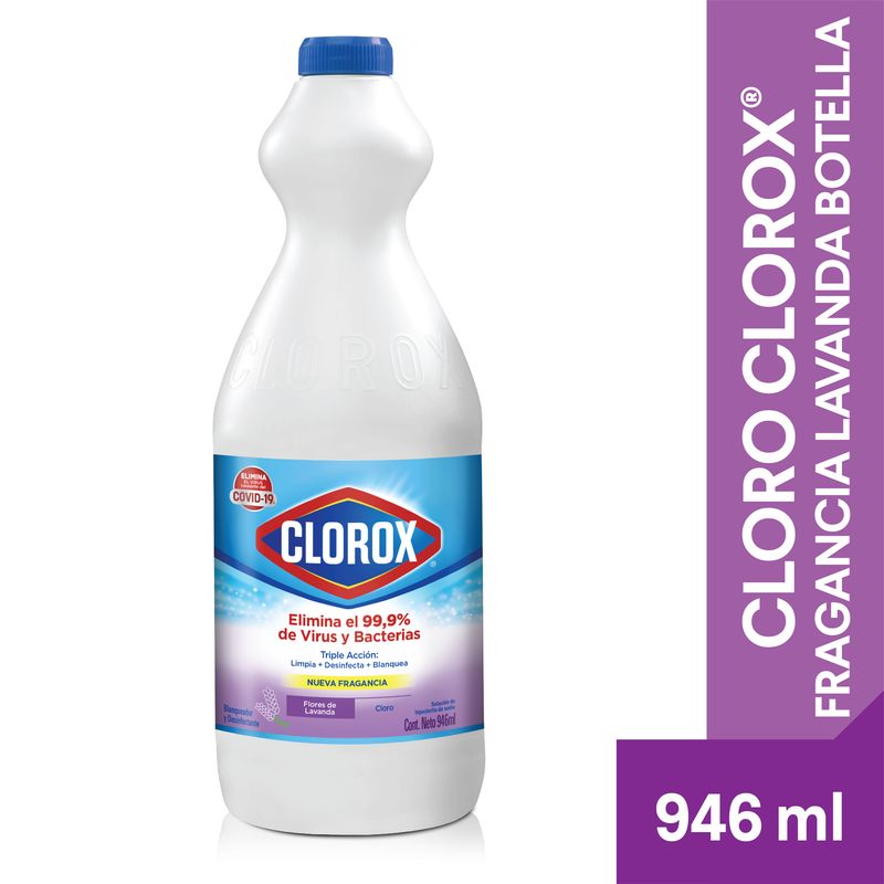 Cloro Clorox Fragancia Lavanda Botella, Blanqueador Y Desinfectante - 946ml