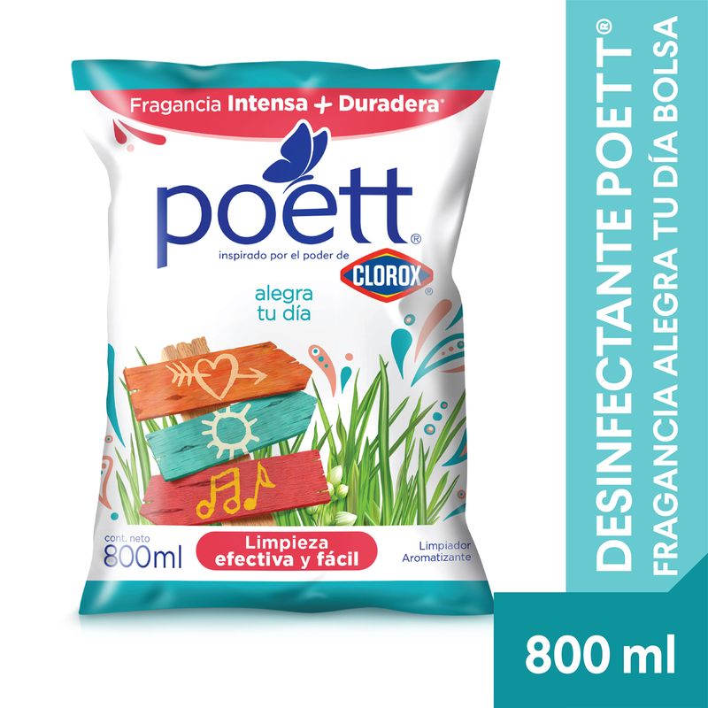 Desinfectante Multiusos Poett, Fragancia Alegra Tú Día Bolsa - 800ml