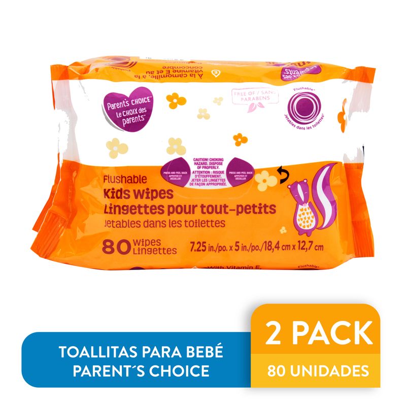 Toallas Húmedas Parent's Choice Flushable 160 unidades