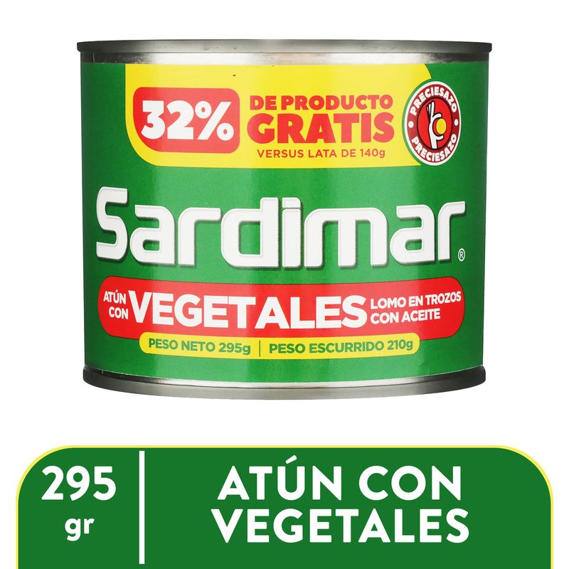Atún Sardimar trozos en aceite de soya con vegetales - 295 g