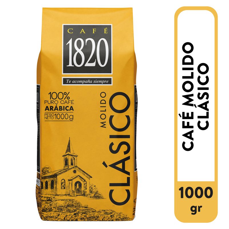 Café1820 Molido Clásico 100% Puro Tueste Oscuro - 1000 g