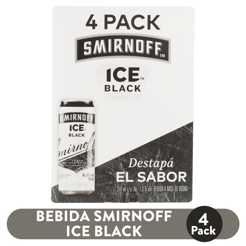 Bebida Alcohólica  Saborizada Smirnoff Ice Black lata 4 Pack - 350 ml